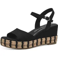 Marco Tozzi Damen Sandalen mit Keilabsatz mit Verstellbarem Riemen Bequem, Schwarz (Schwarz), 38 EU