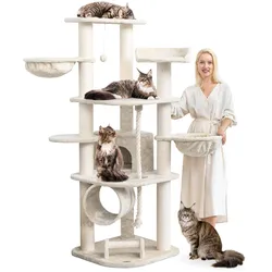 HAPPYPET Großer Kratzbaum Stabil 'Parker' 171 cm - XXL Katzenbaum   Creme