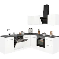 kochstation Winkelküche L-Form 220 cm weiß