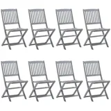 vidaXL Klappbare Gartenstühle 8 Stk. mit Kissen Massivholz Akazie