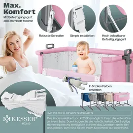 Kesser KESSER® Zustellbett Hubi 3in1 Baby Beistellbett Reisebett Babybett mit weich Matratze, mit Rollen Kinderbett, 5-fach Höhenverstellung, Faltbare Seitenwand für zu Hause und unterwegs