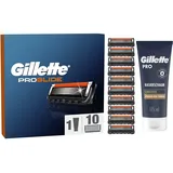 Gillette ProGlide Rasierklingen und Bartpflege Set für Rasierer, 10 Ersatzklingen für Nassrasierer Herren + Gillette PRO Sensitive Rasierschaum 175 ml, Geschenk für Männer
