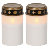 Star Trading LED Grablicht mit Timer Grabkerzen mit Batterie | 2er Set | Weiß 2er-Set in Rot | Gr.: onesize