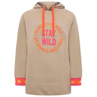 Zwillingsherz Sweatshirt, mit neonfarbenem Aufstick und Leo-Detail an der Kapuze Zwillingsherz beige, SM