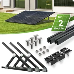 SCHWARZES Flachdach- und Wand Montageset für 2 Module senkrechte Montage Photovo...