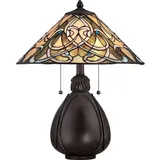 Elstead LIGHTING LED Tischleuchte, Leuchtmittel nicht inklusive, Tischleuchte Wohnzimmerleuchte Beistelllampe Tiffany-Glas Metall bunt