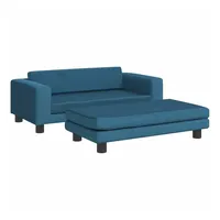vidaXL Kindersofa mit Hocker 100 x 50 x 30 cm Kiefer blau