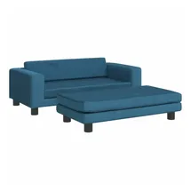 vidaXL Kindersofa mit Hocker 100 x 50 x 30 cm Kiefer blau