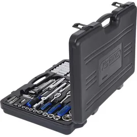 KS Tools CHROMEplus Steckschlüssel-Satz 1/4 Zoll + 3/8 Zoll + 1/2 Zoll 124-tlg.