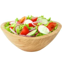 Relaxdays Salatschüssel, Bambus, oval, HxBxT: 12 x 29 x
