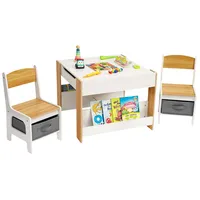 Yorbay Kindertisch mit 2 Stühle, Kindermöbel Set aus Holz