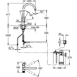Grohe Blue Pure BauCurve Starter Kit, (30499000)