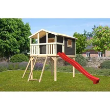 Akubi Stelzenhaus Benjamin Set B terragrau mit Rutsche rot 91214