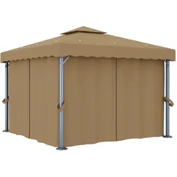 Pavillon mit Vorhang 3x3 m Taupe Aluminium