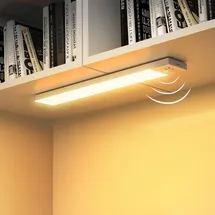 OUILA Unterbauleuchte Küche LED Schrankbeleuchtung 2Stück Warmweiß mit Bewegungsmelder Innen Akku,Schranklicht Schrankleuchten Lichtleiste USB mit Sensor für Kleiderschrank,Unterschrank,Treppe,Kofferraum,RV