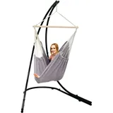 AMANKA XXL Hängesessel mit Gestell Hängestuhl für 2 Doppel Hängesitz Hängeliege Grau