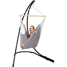 AMANKA XXL Hängesessel mit Gestell Hängestuhl für 2 Doppel Hängesitz Hängeliege Grau
