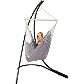 AMANKA XXL Hängesessel mit Gestell Hängestuhl für 2 Doppel Hängesitz Hängeliege Grau