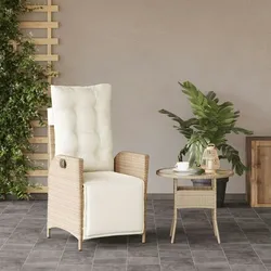 vidaXL Gartensessel mit Fußteil Verstellbar Beige Poly Rattan