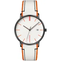 JUNGHANS 41/4480.00 Unisex-Armbanduhr Form Quarz Weiß/Orange