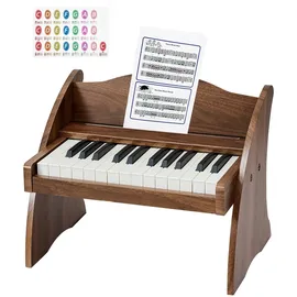 Vevor Kinder-Keyboard, 25 Tasten, E-Piano, Holzklavier für Kinder ab 3 Jahren, Musikispielzeug mit Realistischem Klang, Dual-Power, Einstellbare Lautstärke, Musikalische Früherziehung, Walnussholz