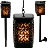 3in1 Solarleuchte LED Solar Gartenlampe, Laterne, Fackel Flammeneffekt BLIXTAR