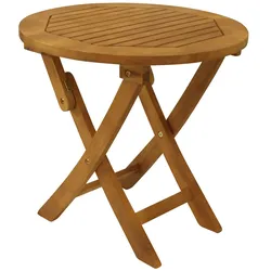 DEGAMO Klapp - Beistelltisch SAIGON 48cm rund, Eukalyptus geölt,
