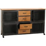 Sideboard HWC-N28, Kommode, Rollen, Industrial Retro Metall Holz 90x150x40cm