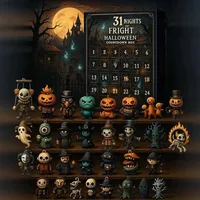 Halloween Adventskalender 2025, Horror Adventskalender für Kinder, 31 Stück Halloween Figuren Countdown Kalender Gothic Desktop Ornamente