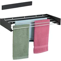 Relaxdays Wäscheständer Wandmontage klappbar, - schwarz