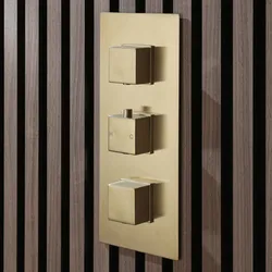 Unterputz-Thermostat für zwei Verbraucher | satiniertes Gold – Lyra