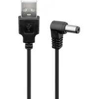 goobay 55157 DC Stromkabel, Netzkabel, Anschlusskabel – USB-Stecker auf DC-Hohlstecker, 5.5x2.1mm, 5V, Schwarz