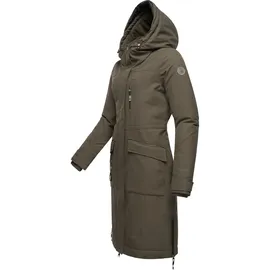 Ragwear Damen Langer Wintermantel Warmer wasserdichter Parka mit Schlüsselanhänger Refutura Remake Olive Gr. 3XL - 3XL