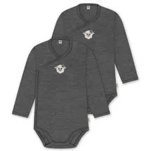 normani Outdoor Sports 2er Pack Baby-Body Basic Merino Wickelbody in Anthrazit | Gr.: 86