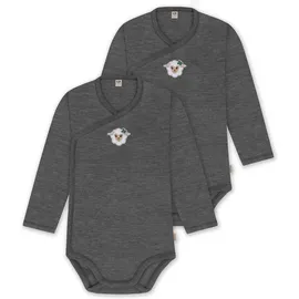normani Outdoor Sports 2er Pack Baby-Body Basic Merino Wickelbody in Anthrazit | Gr.: 86