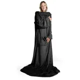Blumtal Wohndecke Kuscheldecke mit Ärmeln und Fußtasche Blumtal grau