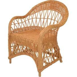 Hofmann Living And More Relaxsessel Handgeflochten 65 x 85 x 65 cm Gelb ohne Kissen