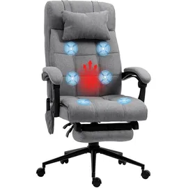 Vinsetto Bürostuhl mit Massagefunktion, Ergonomisch Schreibtischstuhl mit Liegefunktion, Lendenheizung, Höhenverstellbar Computerstuhl mit Kopfstütze,