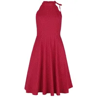 Banned Retro Hattie Halter Spot Dress Frauen Mittellanges Kleid rot/weiß M 100% Baumwolle Rockabilly - M
