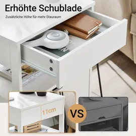 SoBuy Nachttisch, Nachtschrank mit 2 Schubladen Beistelltisch, Weiß, FRG258-II-W