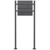 ML-Design Standbriefkasten mit Zeitungsfach, Design Briefkasten mit Pfosten, Briefkastenanlage, Briefkastenständer Anthrazit Höhe