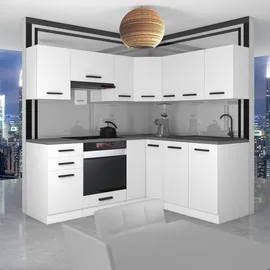 Belini Küchenzeile L-Form 320 x 204 cm Weiß