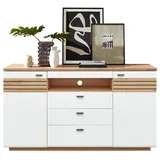 Lomadox Sideboard Fallon 175 cm Weiß mit Eiche