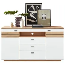 Lomadox Sideboard Fallon 175 cm Weiß mit Eiche