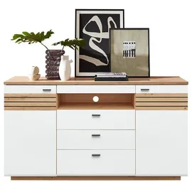 Lomadox Sideboard Fallon 175 cm Weiß mit Eiche