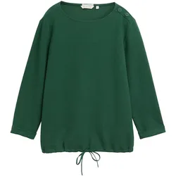 TOM TAILOR Damen Langarmshirt mit Knopf-Details, grün, Uni, Gr. XL