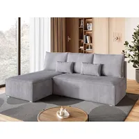 BroMARKT Ecksofa TOP SLIM Schlaffunktion Bettkasten L-Form 120x200 cm Hellgrau - Hellgrau