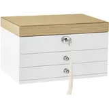 Songmics Schmuckbox mit Spiegel Weiß JOW15WN