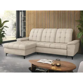 Mirjan24 Ecksofa Crystal, Eckcouch mit Bettkasten und Schlaffunktion, Wellenfeder, L-Form (Farbe: Manila 02, Seite: Links) - Couches, Wohnlandschaften, Ecksofas