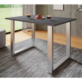 VCM my office Lona Schreibtisch anthrazit rechteckig, U-Fuß-Gestell silber 80,0 x 50,0 cm